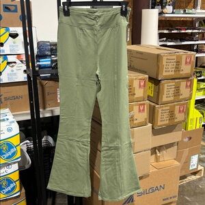 Clary sage flared stretch pants